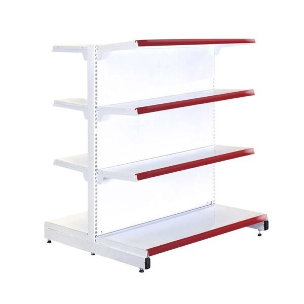 Gôndola 1,40m Central Inicial Prateleira Supermercado 4 Níveis 40x30 New Plus Vermelho - Sa Gôndolas