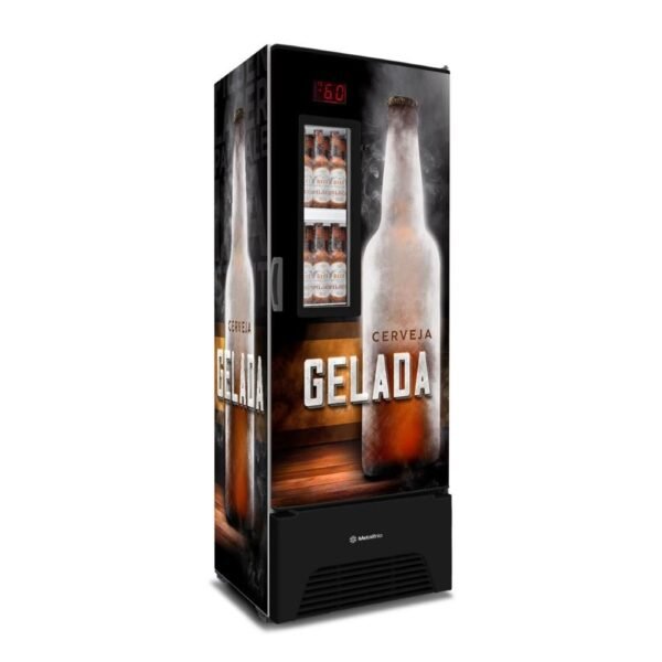 Visa Cooler 220v Cervejeira Porta Com Visor 497 Litros Adesivada Gelada VN50AF Optima - Metalfrio