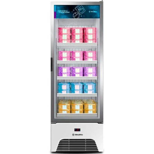 Freezer Vertical Porta de Vidro Sorvetes e Congelados 490L VF50AH Optima Branca 220v - Metalfrio