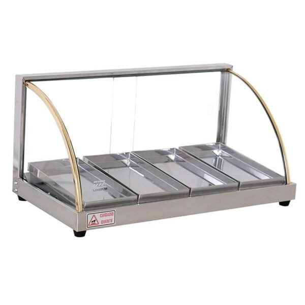 Estufa Vidro Curvo Bancada Salgados Horizontal 4 Bandejas W4B Titã