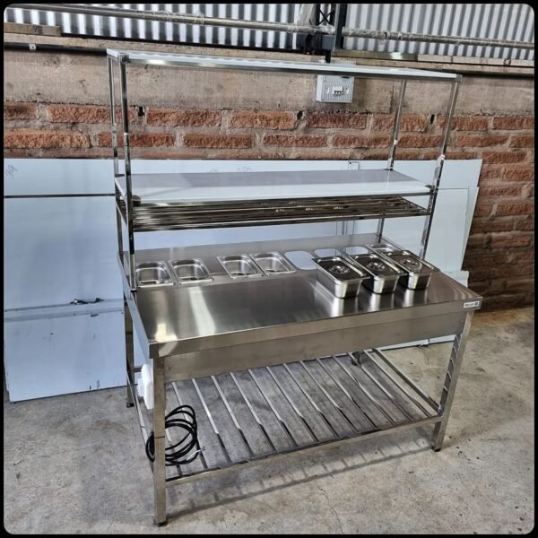 Mesa 1500x900x900 com Tampo Aquecido e Cubas em Banho Maria - Irmãos Braun Soluções em Inoxidáveis - Imagem 2