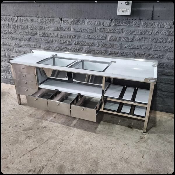 Balcão 2360x600x900 com Gavetas e duas Cubas - Irmãos Braun Soluções em Inoxidáveis - Imagem 3
