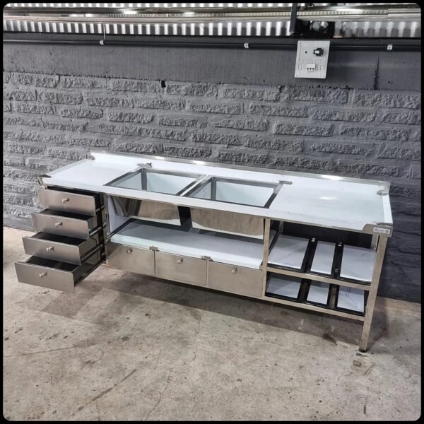 Balcão 2360x600x900 com Gavetas e duas Cubas - Irmãos Braun Soluções em Inoxidáveis - Imagem 4