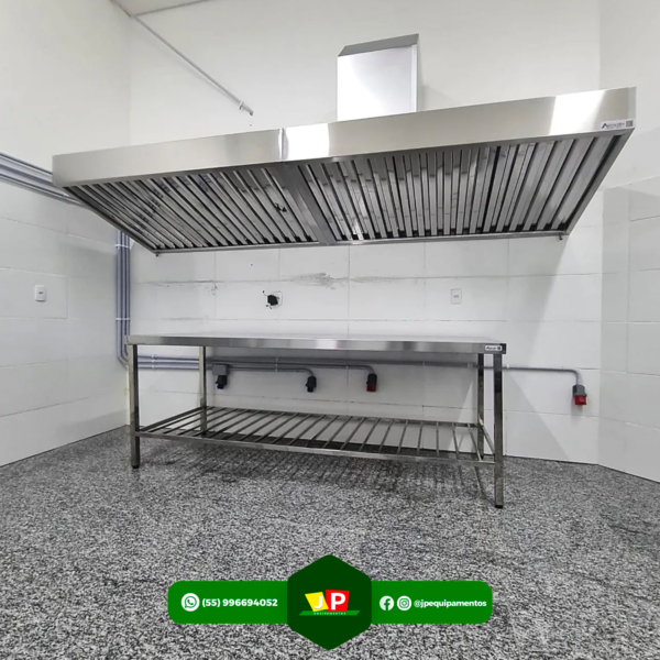 Coifa em aço inox aisi430, 3000x1000mm com filtros inercial removíveis - Irmãos Braun Soluções em Inoxidáveis - Imagem 3