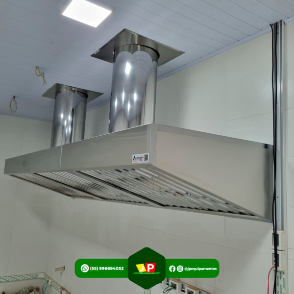 Coifa em aço inox aisi430, 3000x1000mm com filtros inercial removíveis - Irmãos Braun Soluções em Inoxidáveis - Imagem 2