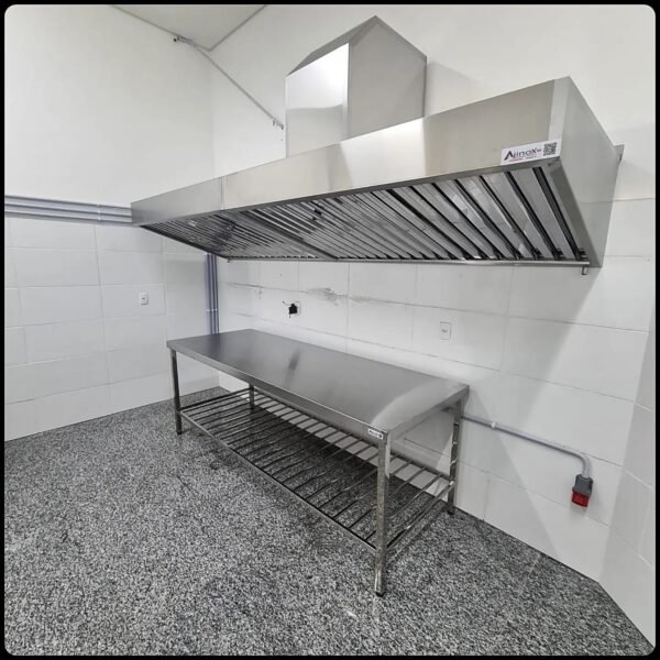 Coifa em aço inox aisi430, 3000x1000mm com filtros inercial removíveis - Irmãos Braun Soluções em Inoxidáveis - Imagem 4