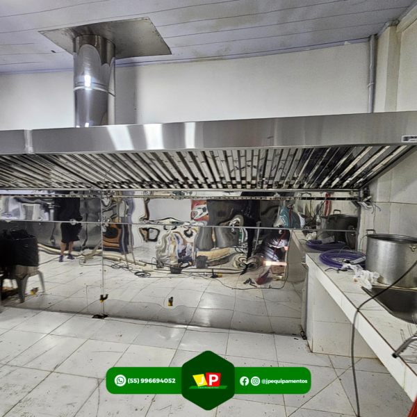 Coifa em aço inox aisi430, 3000x1000mm com filtros inercial removíveis - Irmãos Braun Soluções em Inoxidáveis - Imagem 5