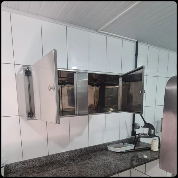 Armário Aéreo com Portas em Aço Inox aisi430 - Irmãos Braun Soluções em Inoxidáveis - Imagem 5