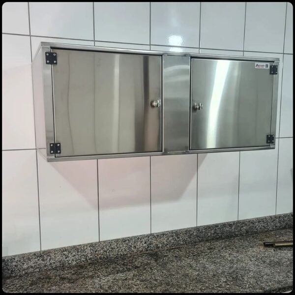Armário Aéreo com Portas em Aço Inox aisi430 - Irmãos Braun Soluções em Inoxidáveis - Imagem 4