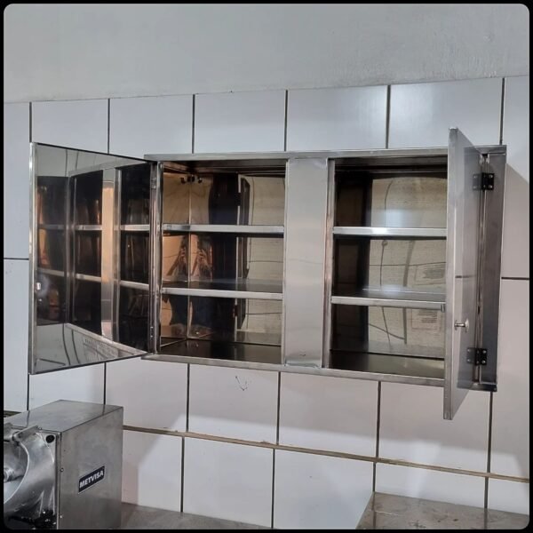Armário Aéreo com Portas em Aço Inox aisi430 - Irmãos Braun Soluções em Inoxidáveis - Imagem 3