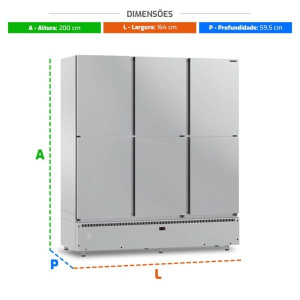 Mini Câmara 6 Portas Resfriados 1152l Inox 0 a 7ºc ar Forçado Motor Inferior Mcr6p - Refrimate - Imagem 3