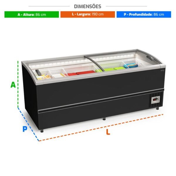 Câmara Horizontal Expositor Ilha Premium -18ºc Inverter Degelo 210cm Eipr2100 220v - Refrimate - Imagem 4